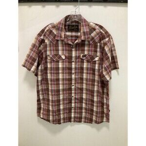 Howler brown plaid shirt pearl snaps western design size Large